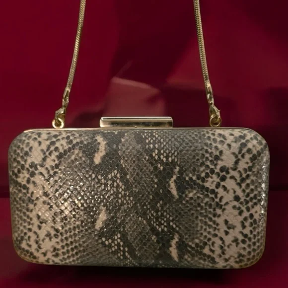 HENRI BENDEL Life Of The Party Purse Clutch Crossbody with Chain Snake Skin - Picture 5 of 8